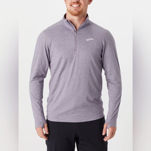 Brooks Men's Fall Dash 1/2 Zip 2.0 frosted lead - Picture 1 of 3